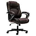 HON® Basyx Ergonomic Bonded Leather High Back Chair With Padded Arm Rests, Brown 1 thumbnail image
