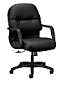 HON® Pillow-Soft® Bonded Leather Mid-Back Chair, Black 1 thumbnail image