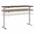 Bush® Business Furniture Move 40 Series Electric Height-Adjustable Standing Desk, 28-1/6"H x 71"W x 29-3/8", Modern Hickory/Cool Gray Metallic, Standard Delivery