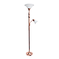 Lalia Home Torchiere Floor Lamp With Reading Light, 71"H, Rose Gold/White