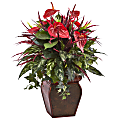 Nearly Natural Mixed Anthurium 28”H Artificial Plant With Planter, 28”H x 20”W x 20”D, Red/Green