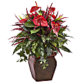 Nearly Natural Mixed Anthurium 28”H Artificial Plant With Planter, 28”H x 20”W x 20”D, Red/Green 1 thumbnail image