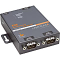Lantronix 2-Port Secure Serial (RS232/ RS422/ RS485) to IP Ethernet Device Server; Up to 256-bit AES encryption; SSH/SSL/TLS Enterprise Security with PKI; International 110-240 VAC