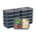 Bentgo Prep 3-Compartment Containers, 6-1/2"H x 6-3/4"W x 9-1/2"D, Navy, Pack Of 10 Containers