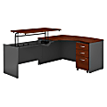 Bush Business Furniture Series C Components 60"W Sit To Stand L Shaped Desk, Hansen Cherry/Graphite Gray, Standard Delivery, SRC127HCSU 1 thumbnail image