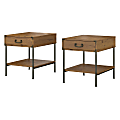 kathy ireland® Home by Bush Furniture Ironworks Set of 2 End Tables, Vintage Golden Pine, Standard Delivery