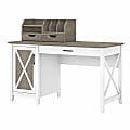 Bush Furniture Key West 54"W Computer Desk With Storage And Desktop Organizers, Shiplap Gray/Pure White, Standard Delivery