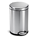 simplehuman® Fingerprint-Proof Round Metal Mini Step Trash Can, 1.2 Gallons, 12-1/10"H x 7-3/5"W x 10"D, Silver