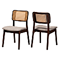Baxton Studio Dannon 2-Piece Dining Chair Set, Gray/Walnut Brown