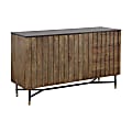 Coast to Coast Blaire 2-Door 3-Drawer Solid Wood Credenza, 34”H x 59”W x 18”D, Stonington Brown/Black