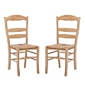 Linon Roy Rush Seat Dining Accent Chairs, Natural, Set Of 2 Chairs