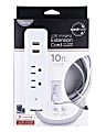 Cordinate 4-Outlet 16-Gauge USB Extension Cord With Surge Protection, 10', Gray/White 1 thumbnail image