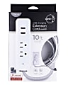 Cordinate 4-Outlet 16-Gauge USB Extension Cord With Surge Protection, 10', Gray/White