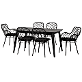 Baxton Studio Aniceta Modern Bohemian Finished Wood And Rattan 7-Piece Dining Set, Black