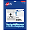 Avery® Waterproof Permanent Labels With Sure Feed®, 94209-WMF25, Rectangle, 2/3" x 1-3/4", White, Pack Of 1,100