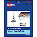 Avery® Glossy Permanent Labels, 94266-CGF10, Rectangle, 11" x 4-1/4", Clear, Pack Of 20 1 thumbnail image