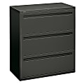 HON® Brigade® 700 36"W Lateral 3-Drawer File Cabinet, Metal, Charcoal