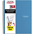 Five Star® Wirebound Notebook, 8" x 10-1/2", 3 Subject, Wide Ruled, 150 Sheets, Tidewater Blue
