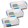 Super Stacker Large Pencil Boxes, 2-11/16”H x 5-1/2”W x 10”D, Clear, Pack Of 3 Pencil Boxes