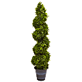 Nearly Natural Boxwood Spiral Topiary 48”H Plastic Indoor/Outdoor Tree With Planter, 48”H x 12”W x 10”D, Green