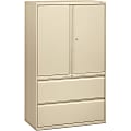 HON® 800 Series Storage Cabinet With Lateral File, 42" Wide, Putty 1 thumbnail image
