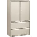 HON® 800 Series Storage Cabinet With Lateral File, 42" Wide, Light Gray