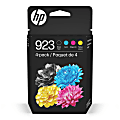 HP 923 CMYK Original Ink Cartridges, Pack Of 4 Cartridges, 6C3Y6LN