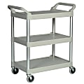 Rubbermaid 3-Shelf Utility Cart, 37 3/4"H x 33 5/8"W x 18 5/8"D, Platinum