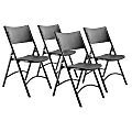 National Public Seating 600 Series Heavy-Duty Plastic Folding Chairs, Black, Set Of 4 Chairs
