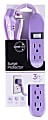 Cordinate 6-Outlet Surge Protector, 3' Cord, Gray/Lavender, 41639