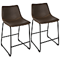 LumiSource Duke Counter Stools, Black/Espresso, Set Of 2 Stools