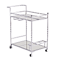 SEI Furniture Ivers 2-Shelf Mirrored Bar Cart, With Bottle Holders And Stemware Racks, 31-1/2"H x 29"W x 15-3/4"D, Chrome 1 thumbnail image