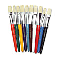 Chenille Kraft Assorted Paintbrushes, 5/8", Flat Bristles, Assorted Sizes, Assorted Color Handles, Pack Of 10