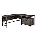 Sauder® Steel River® 67"W L-Computer Desk With Lateral File Drawer, Carbon Oak® 1 thumbnail image