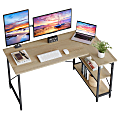 Bestier L-Shaped Corner Desk With Storage Shelf, 55"W, Light Oak 1 thumbnail image