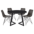 Office Star Metro Round Dining Table With Faux Leather Dining Chairs, 30-1/4”H x 45-1/2”W x 45-1/2”D, Black/Charcoal 1 thumbnail image