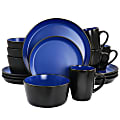 Gibson Home Laramie Blue Stoneware 16-Piece Dinnerware Set, Blue/Black 1 thumbnail image