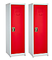 Alpine 1-Tier Steel Lockers, 48”H x 15”W x 15”D, Red, Set Of 2 Lockers