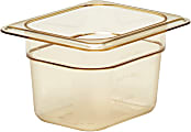 Cambro H-Pan High-Heat GN 1/8 Food Pans, 4"H x 5-1/8"W x 6-5/16"D, Amber, Pack Of 6 Pans