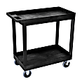 Luxor E-Series 2-Shelf Tub Cart, 35 1/4"H x 32"W x 18"D, Black