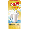 Glad® OdorShield® Quick-Tie® Small Trash Bags, Tie-Flap, 4 gal, Febreze Fresh Clean Scent, 8 x 18, White, 26 Bags/Box, 6 Boxes/Carton 1 thumbnail image