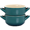 Gibson Crock Pot 2-Piece Stoneware Soup Bowl Set, 30 Oz, Teal