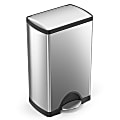 simplehuman® Rectangular Metal Step Trash Can, 10 Gallons, 25-3/4"H x 15-12/16"H x 12-1/2"D, Brushed Stainless Steel