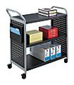 Safco® Scoot 3-Shelf Steel Utility Cart, 38"H x 31"W x 13"D, Black/Silver 1 thumbnail image