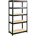 Safco Heavy-duty Boltless Steel Shelving Unit - 5 Tier(s) - 72" Height x 36" Width x 18" Depth - Floor - Sturdy, Durable, Heavy Duty, Adjustable Shelf - Black - Wood, Steel, Particleboard - 1 Each