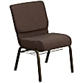 Flash Furniture HERCULES Church Chair With Communion Cup Book Rack, Brown/Gold