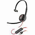 Poly Blackwire C3210 USB-A Black Headset (Bulk Qty.50) - Mono - USB Type A - Wired - 32 Ohm - 20 Hz - 20 kHz - On-ear, Over-the-head - Monaural - Ear-cup - 5.20 ft Cable - Noise Cancelling, Omni-directional Microphone - Noise Canceling - Black
