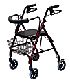 Medline Guardian Deluxe Rollator, 6" Wheels, Burgundy