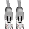 Tripp Lite Cat6a Snagless Shielded STP Network Patch Cable 10G Certified, PoE, Gray RJ45 M/M 14ft 14' - 1 x RJ-45 Male Network - 1 x RJ-45 Male Network - Shielding - Gray