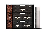 Mars Drinks Flavia® 3-Drawer Countertop Drink Display With Cupholder, 43"H x 45 13/16"W x 46 15/16"D, Black/Brown 1 thumbnail image